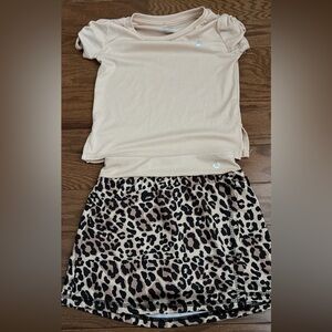 RBX Toddler Beige Top and Leopard Skort Athletic Set Size 5/6